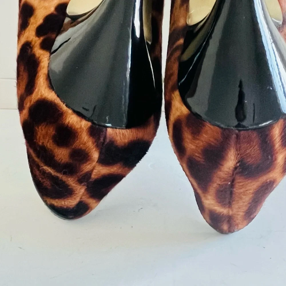 Dolce & Gabbana calf hair tan black animal print heels 38